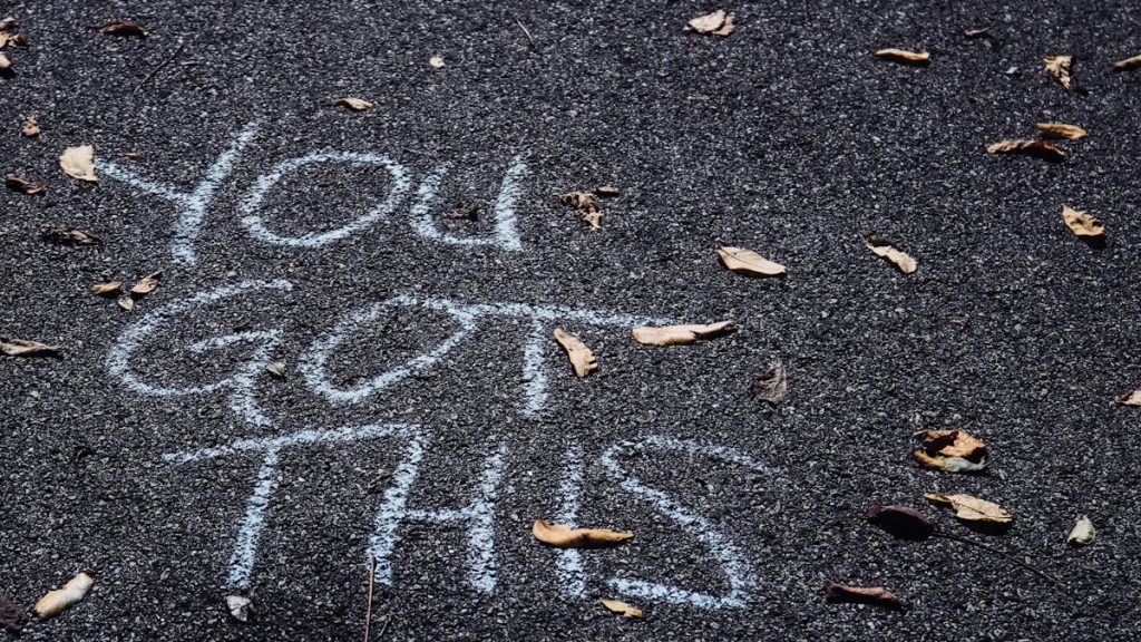 you got this chalk message on asphalt