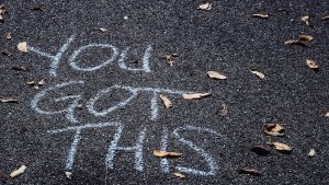 you got this chalk message on asphalt